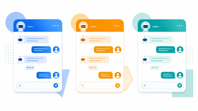 Ilustración comparativa de tres chatbots de IA — ChatGPT, Claude y Gemini — en una guía para emprendedores